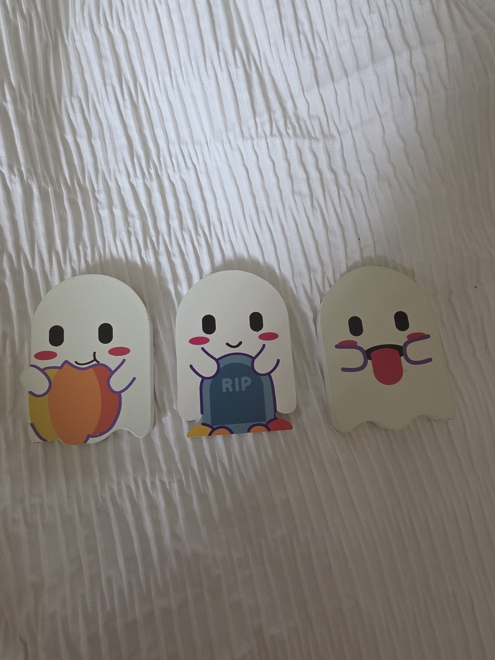 Cute Ghost Decor Set - White Ghosts with Colorful Accents